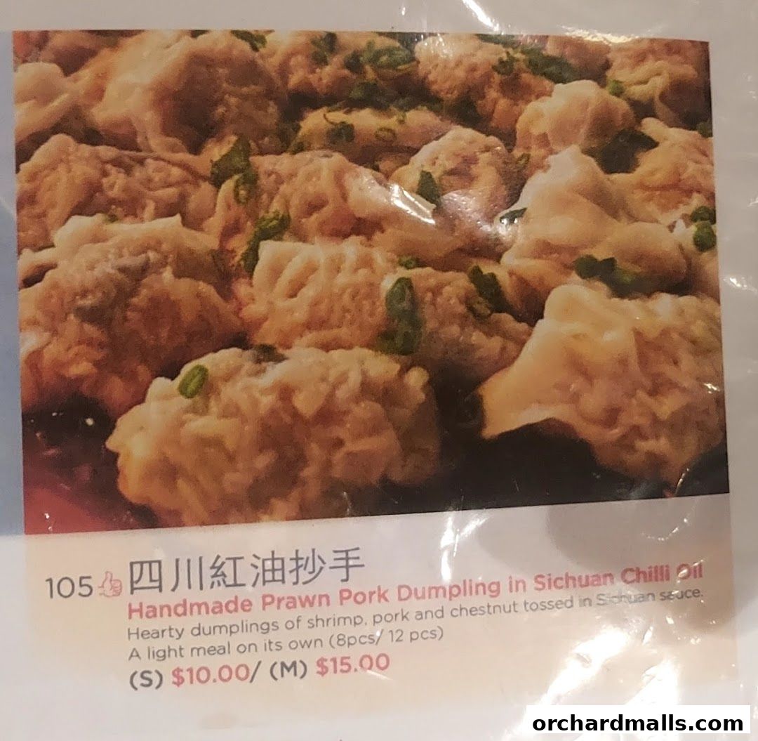 Menu page for Xi Yan Shaw