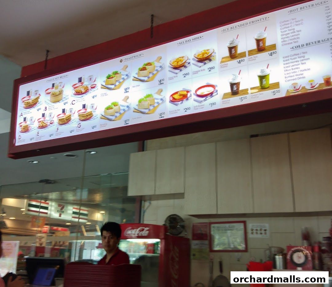 Menu page for Ya Kun Kaya Toast 313somerset