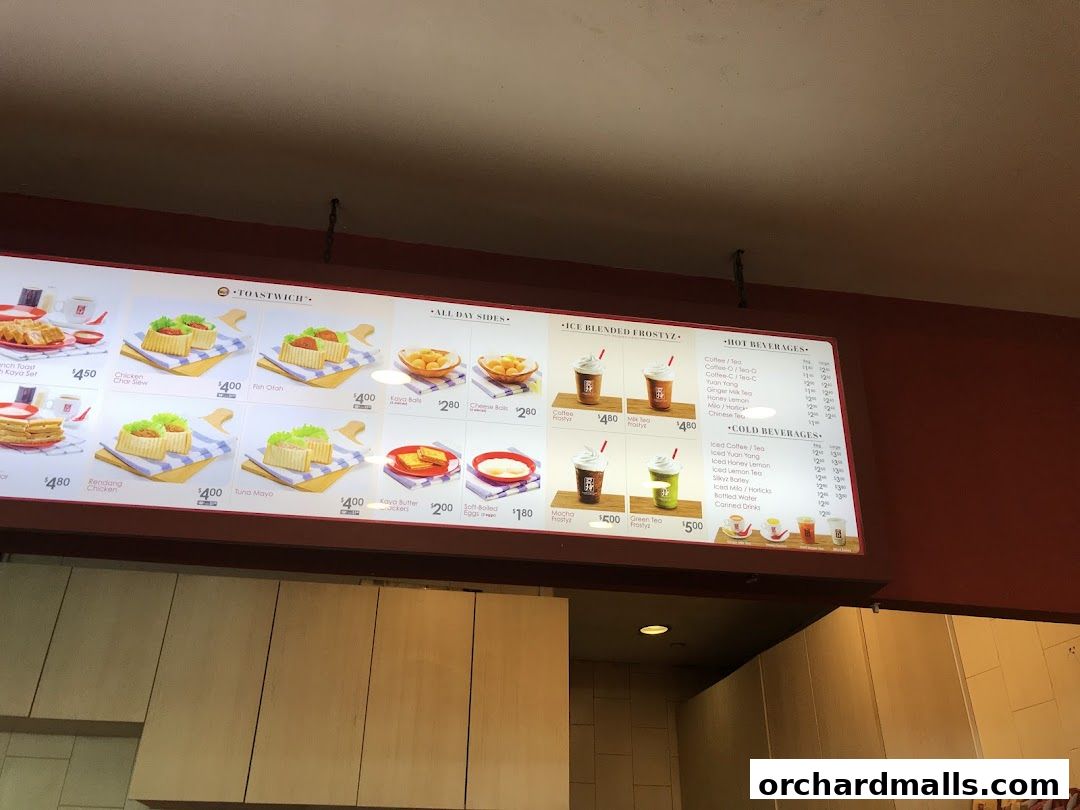 Menu page for Ya Kun Kaya Toast 313somerset