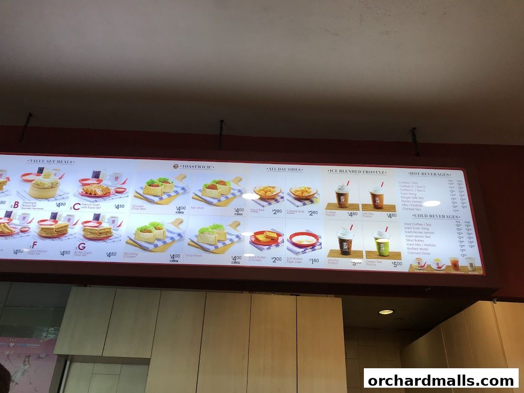 Menu page for Ya Kun Kaya Toast 313somerset