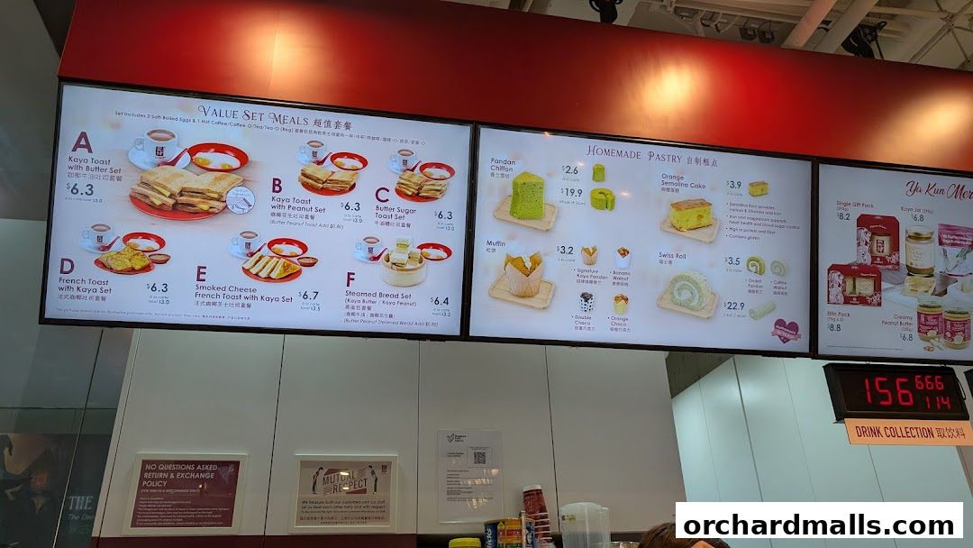 Menu page for Ya Kun Kaya Toast 313somerset