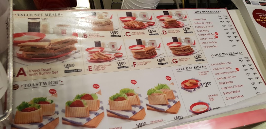 Menu page for Ya Kun Kaya Toast ION Orchard