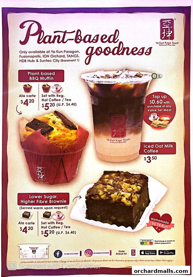 Menu page for Ya Kun Kaya Toast