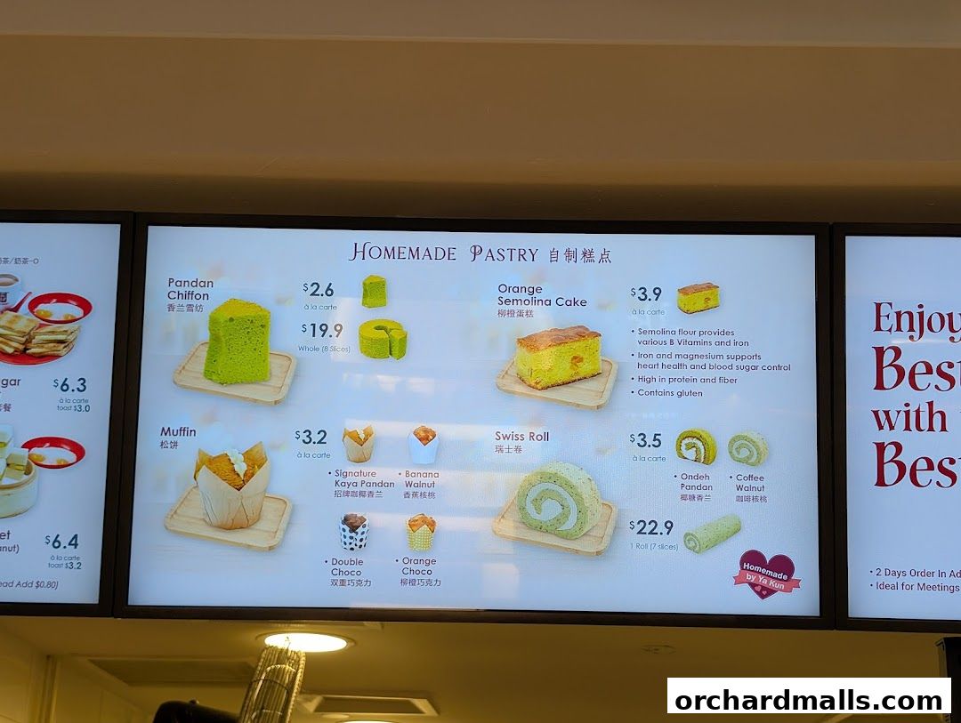 Menu page for Ya Kun Kaya Toast