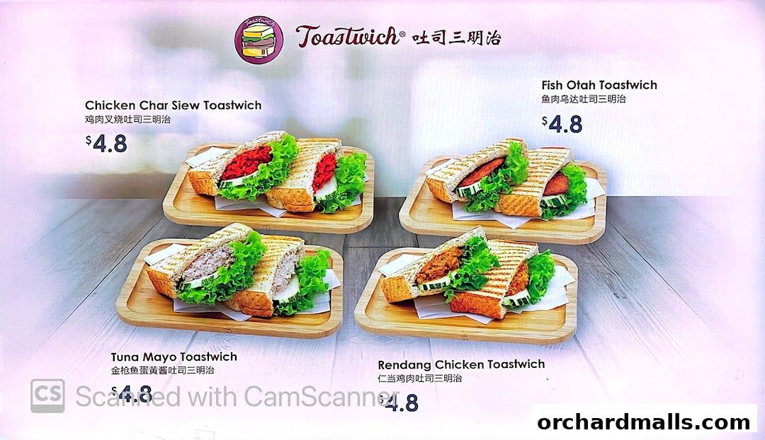 Menu page for Ya Kun Kaya Toast