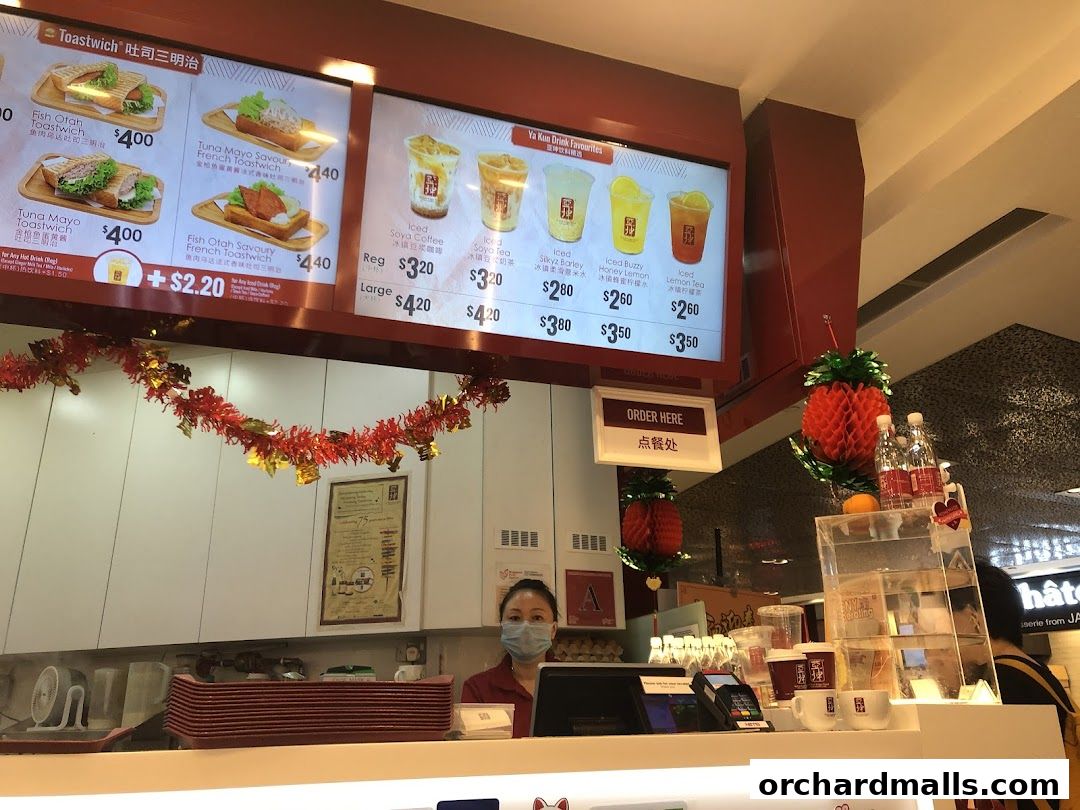 Menu page for Ya Kun Kaya Toast