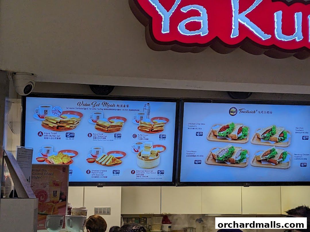 Menu page for Ya Kun Kaya Toast