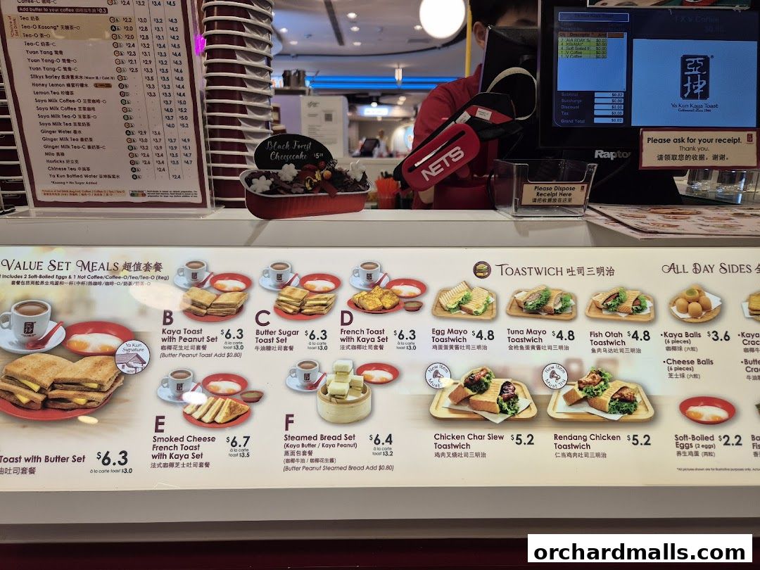 Menu page for Ya Kun Kaya Toast The Cathay