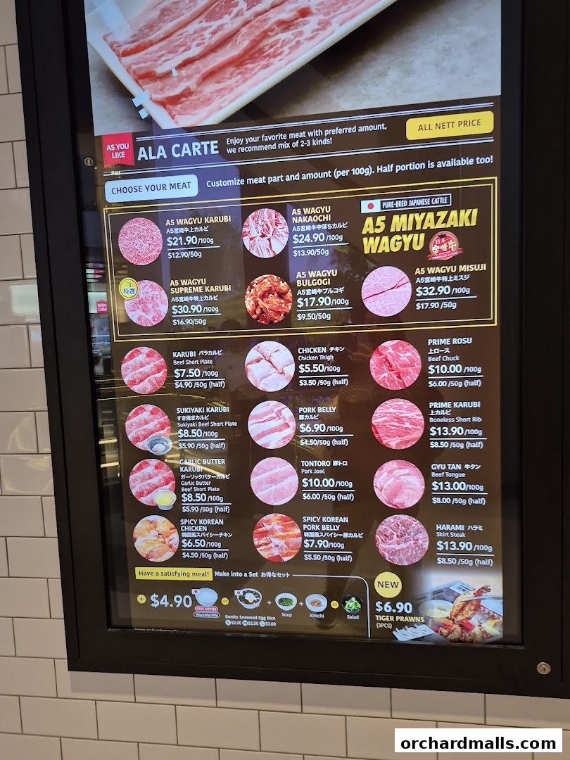 Menu page for Yakiniku Like The Cathay