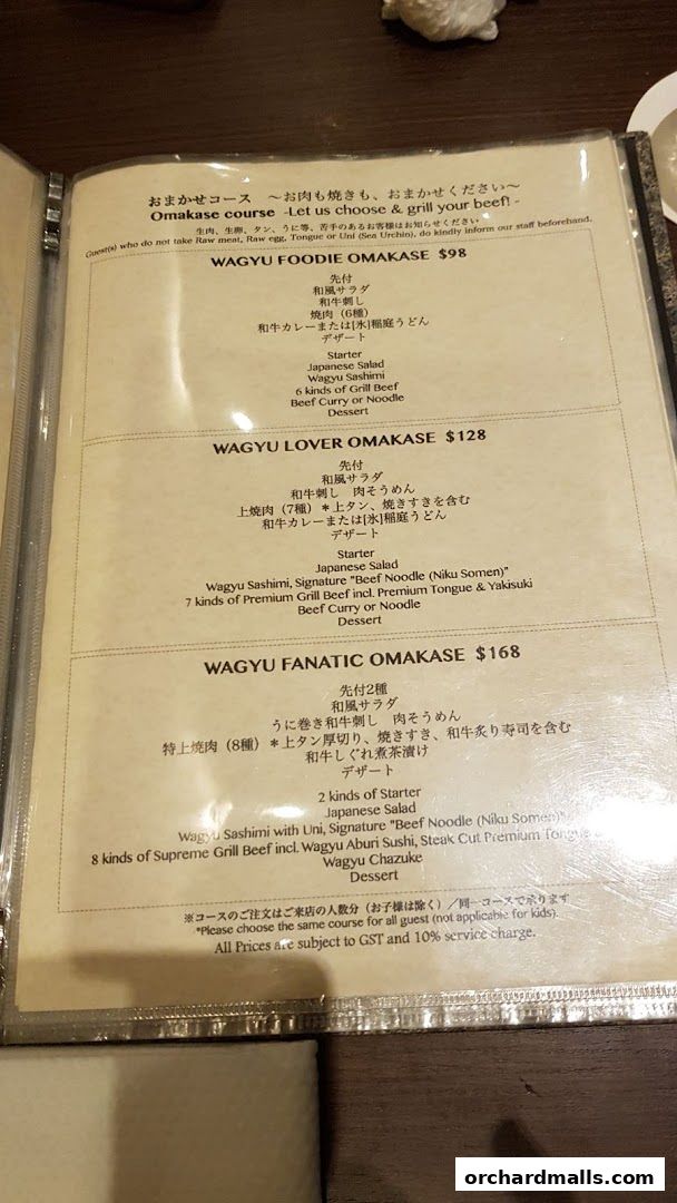 Menu page for Yakiniquest