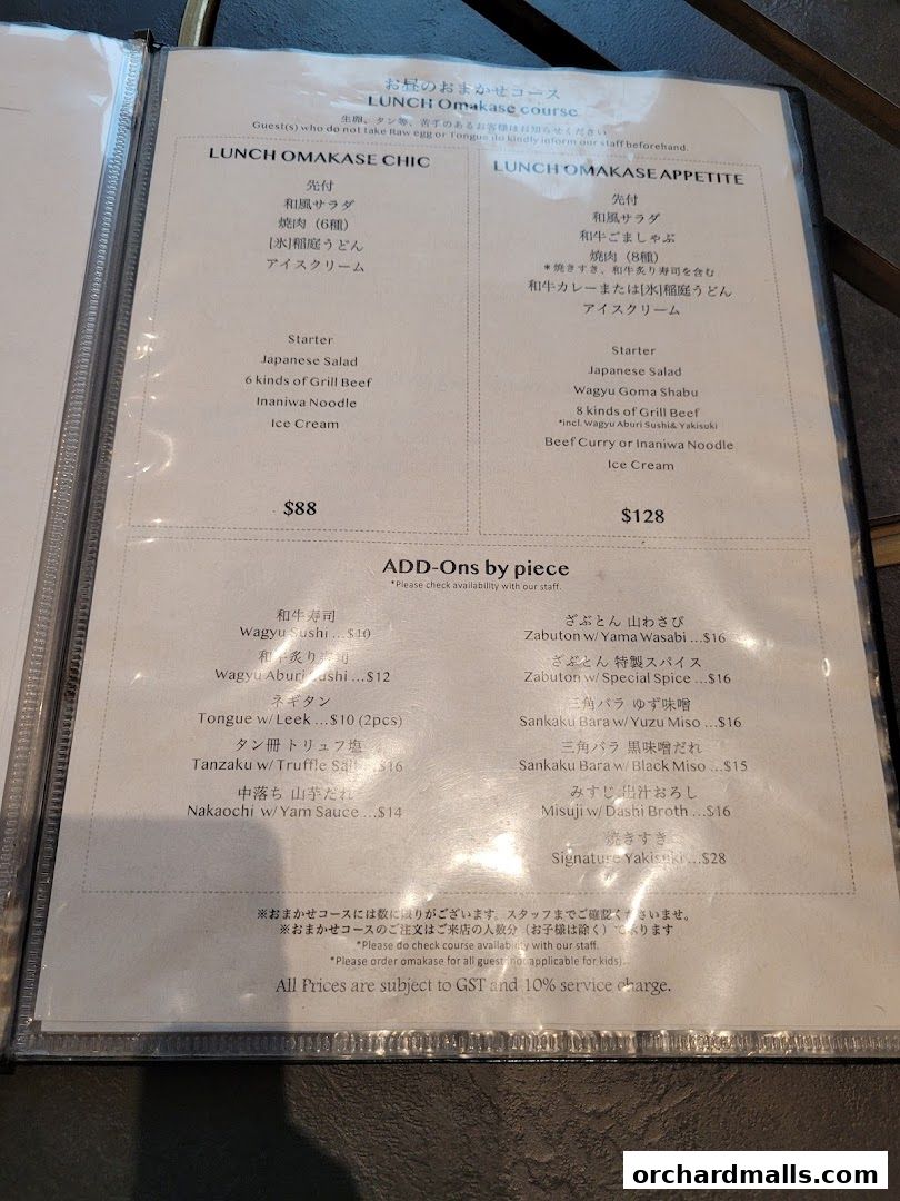 Menu page for Yakiniquest