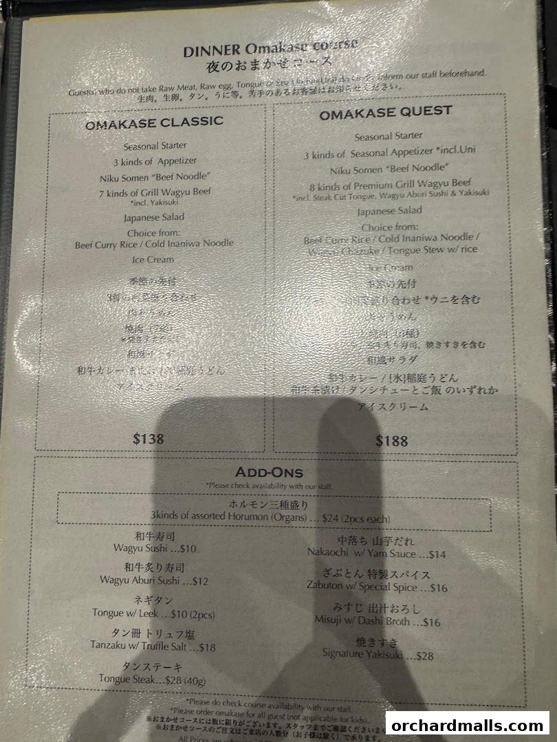 Menu page for Yakiniquest