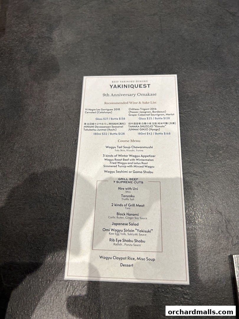 Menu page for Yakiniquest