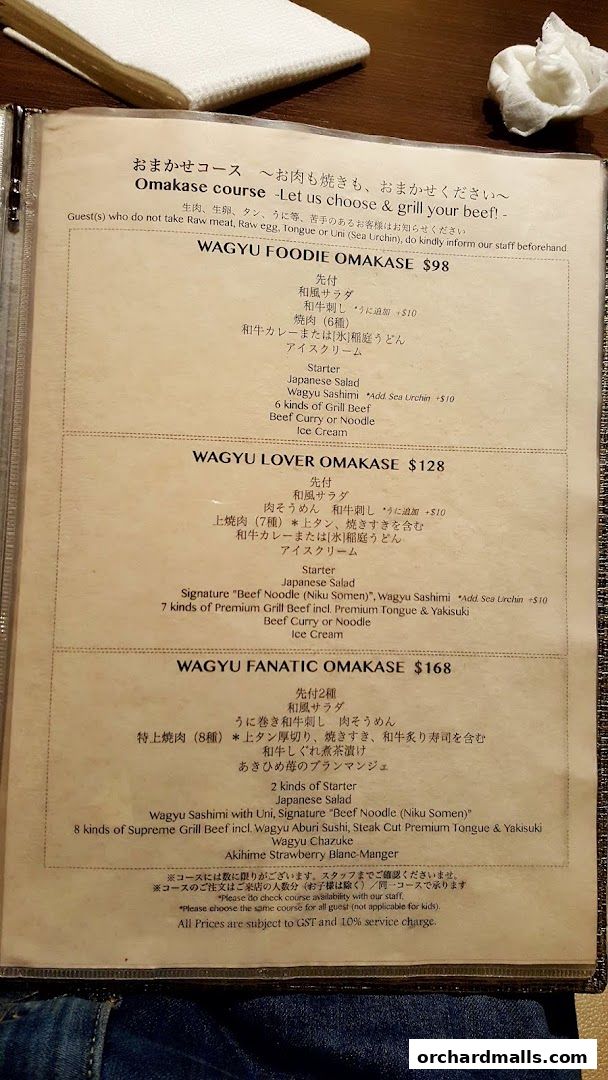 Menu page for Yakiniquest