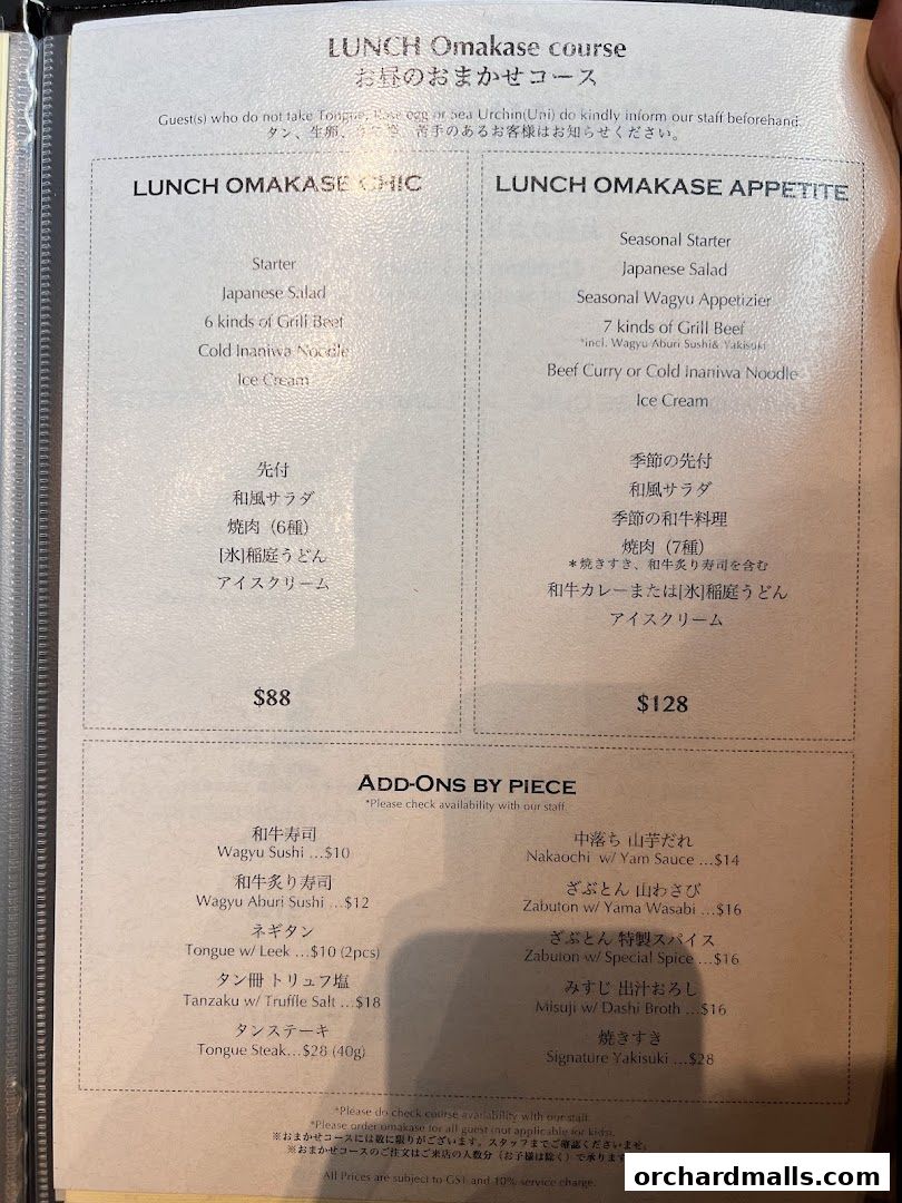 Menu page for Yakiniquest