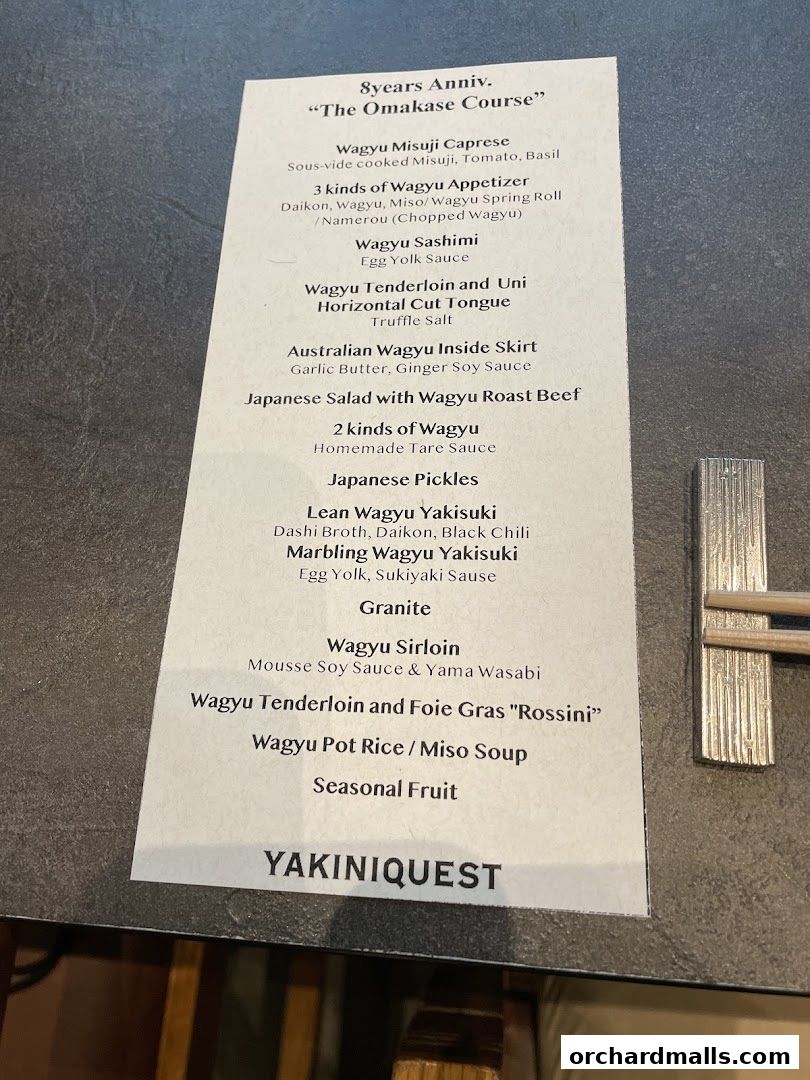 Menu page for Yakiniquest
