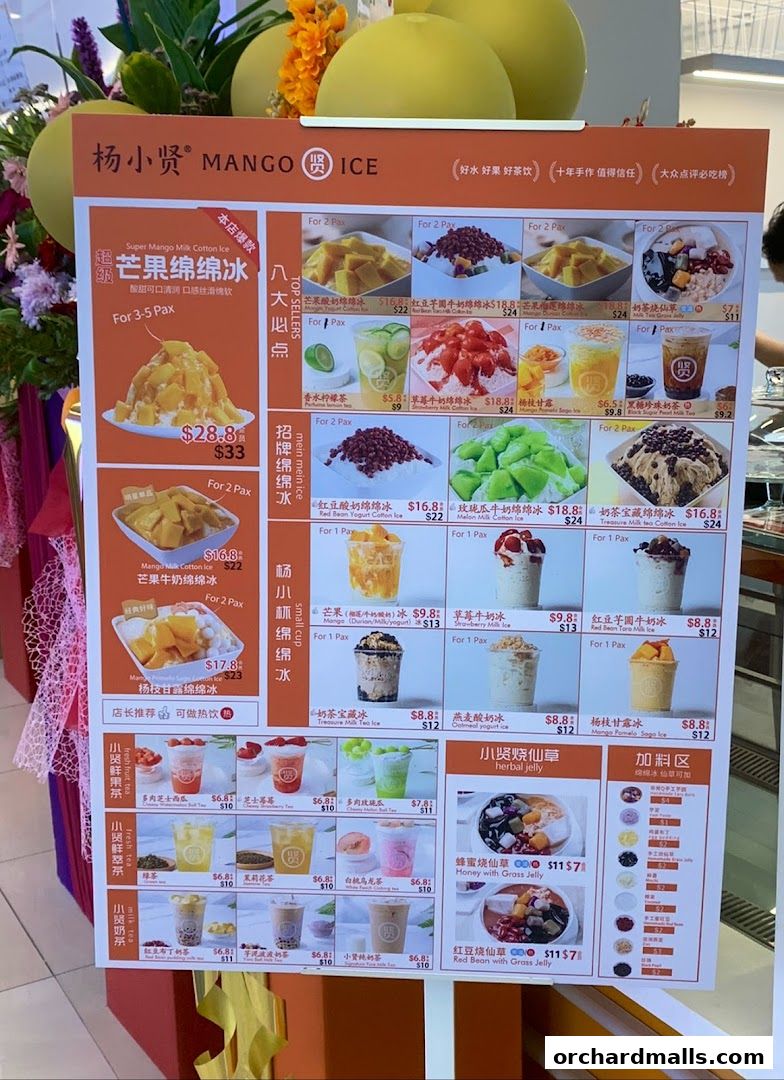 Menu page for Yang Xiao Xian Mango Milk Ice 杨小贤 芒果绵绵冰