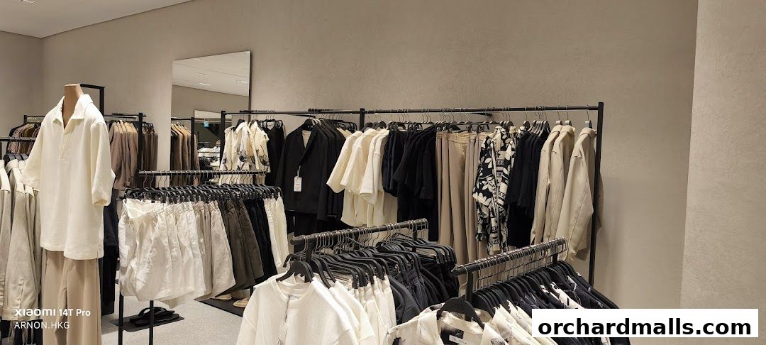 Interior view of a Zara clothing store showcasing a variety of apparel on racks.