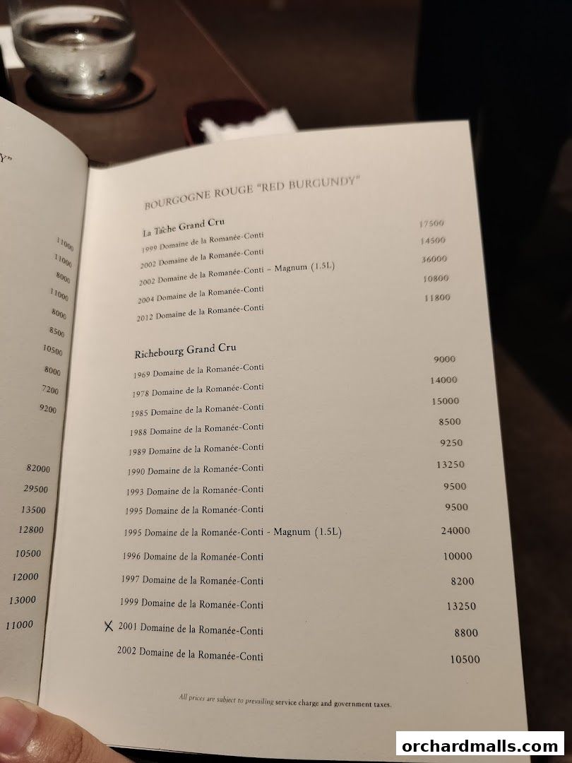 Menu page for Zeniya Singapore