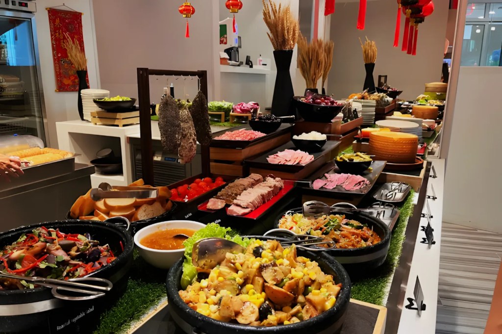 Carving station and hot dishes at The Line Shangri-La Singapore